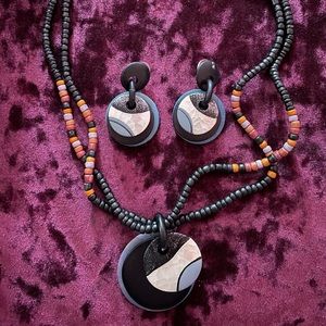 Cultural Beaded Necklace and Earrings Set